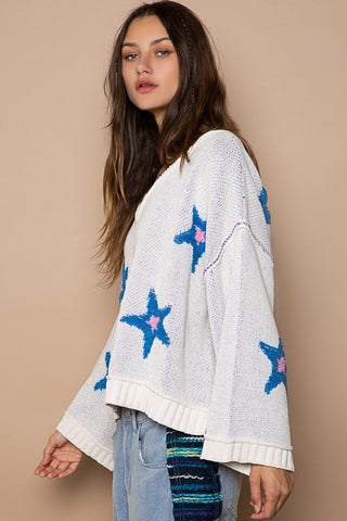 Long Sleeve Star Patch Sweater