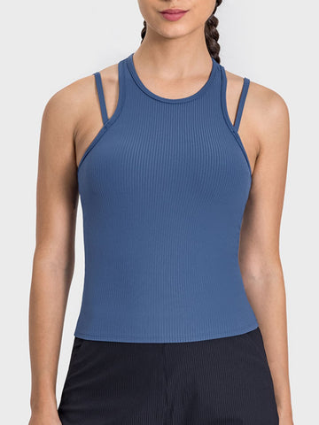 Cutout Round Neck Racer back Active Tank