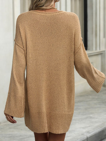 Round Neck Dropped Shoulder Sweater