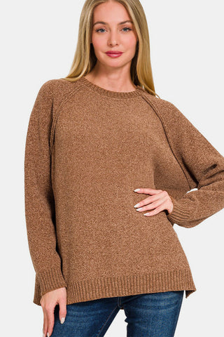 Ze nana Side Slit Raglan Sleeve Sweater