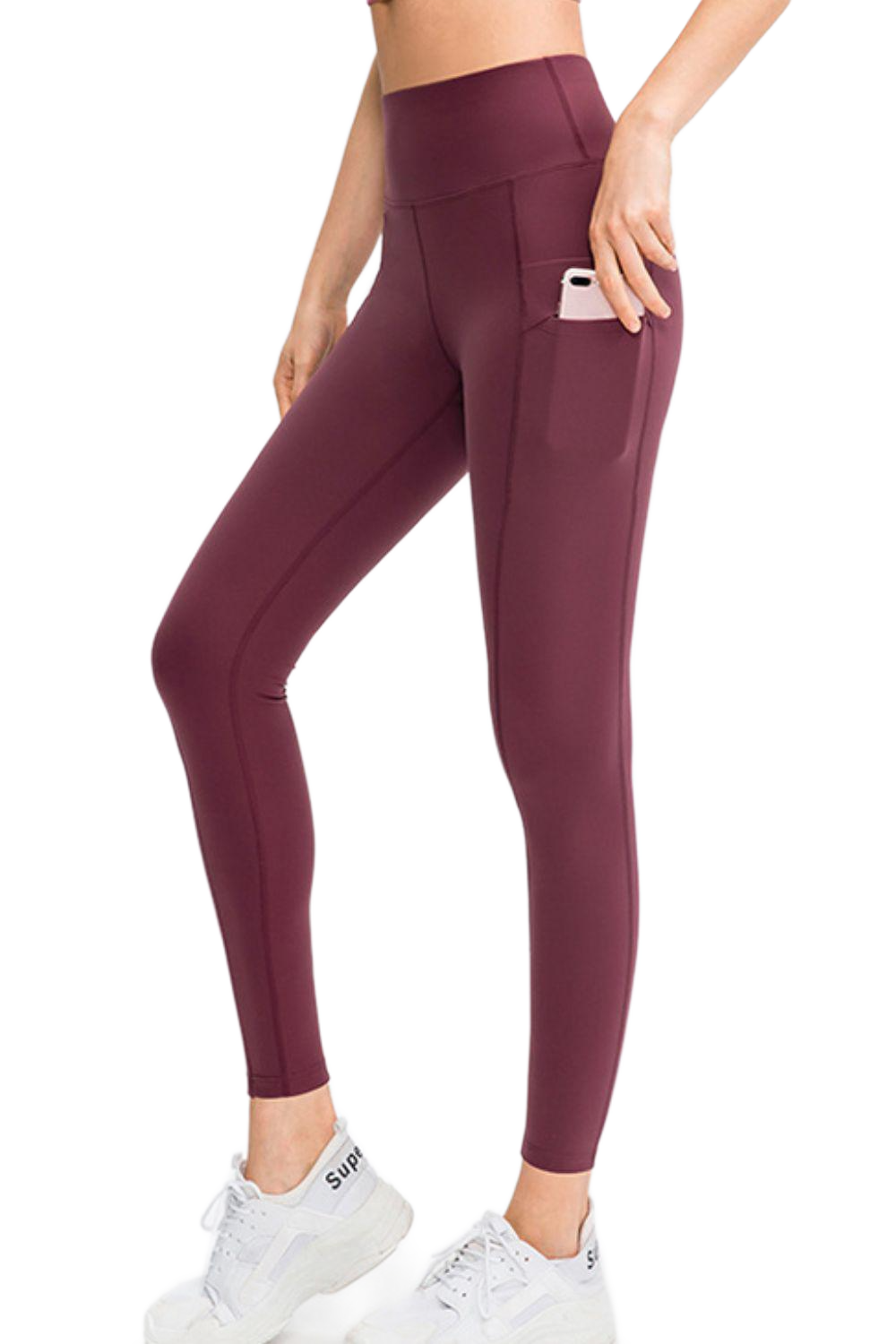 Wide Waistband Slim Fit Long Sports Pants with Pocket