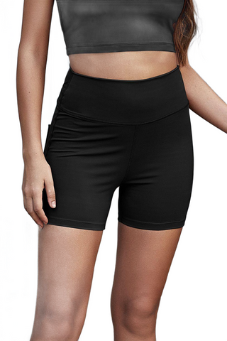 Exposed Seam Decorative Button Yoga Shorts