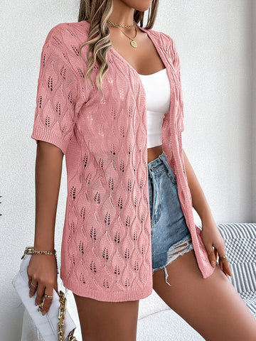 Open Front Short Sleeve Cardigan