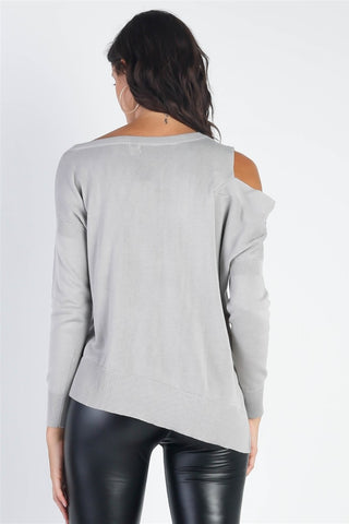 Cold Shoulder Long Sleeve Knit Top