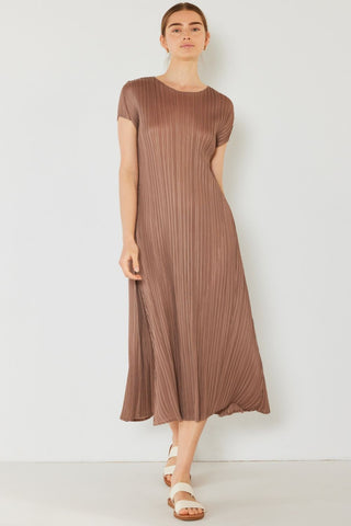 Swim Pleated Cap Sleeve A-Line Dress