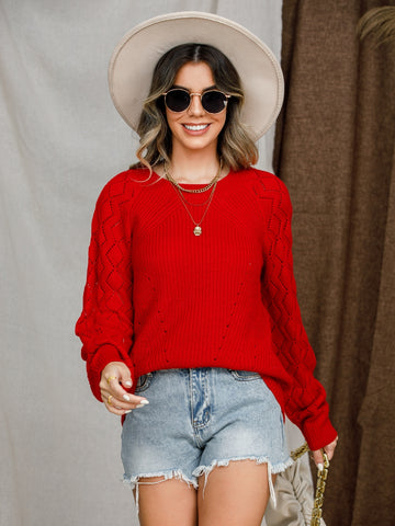 Round Neck Raglan Sleeve Sweater