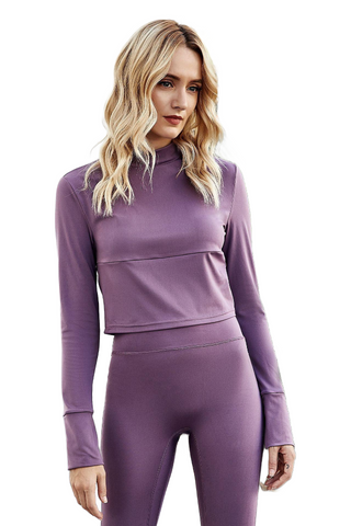 Cutout Spliced Turtleneck Yoga Top