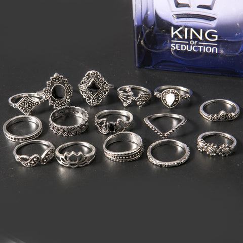 15 Peace Alloy Vintage Ring Set