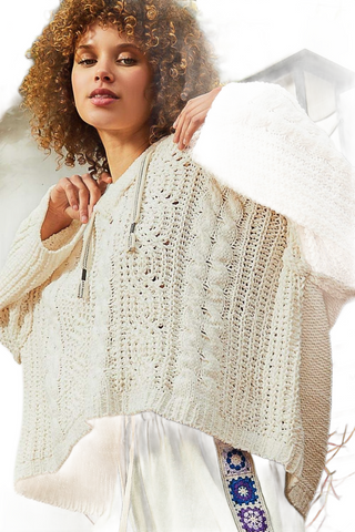 Cable Knit Hooded Chenille Sweater