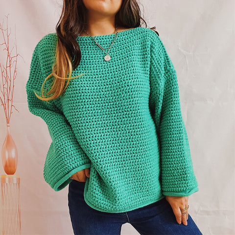 Boat Neck Long Sleeve Sweater