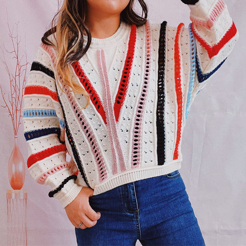 Striped  Round Neck Sweater