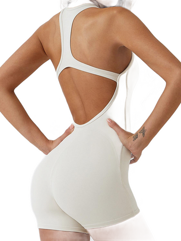 Cutout Racer back Sleeveless Active Romper