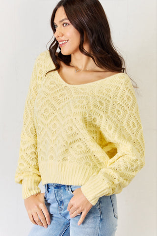 HAVE V-Neck Patterned Long Sleeve Sweater