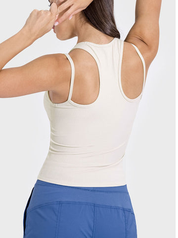 Cutout Round Neck Racer back Active Tank