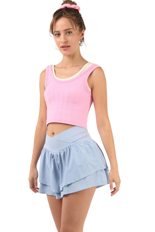 V-Shaped High Waist Layered Active Shorts