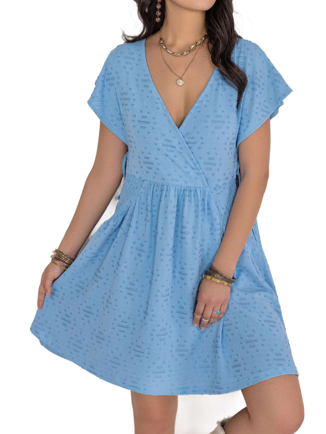 Cutout Surplice Short Sleeve Dress