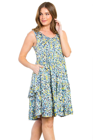 Full Size Print Wrinkle Free Ruffled Dress