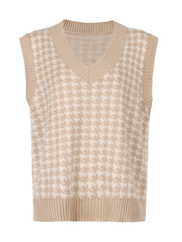 Hounds tooth V-Neck Sweater Vest