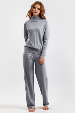 Basic Bea Turtleneck Raglan Sleeve Top and Pants Sweater Set