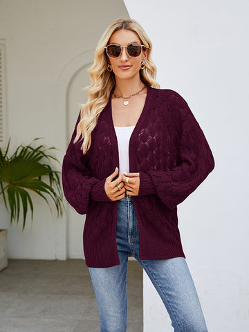 Open Front Lantern Sleeve Cardigan