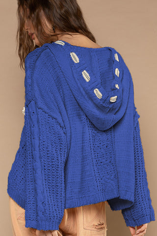 Cable Knit Hooded Chenille Sweater