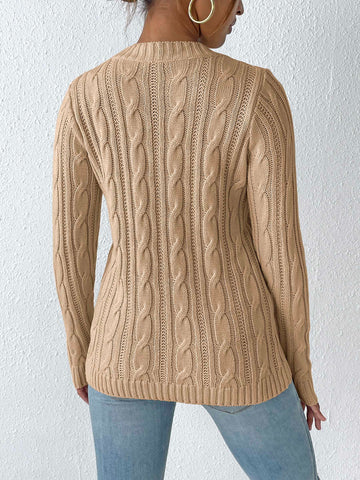 Cable-Knit Round Neck Sweater