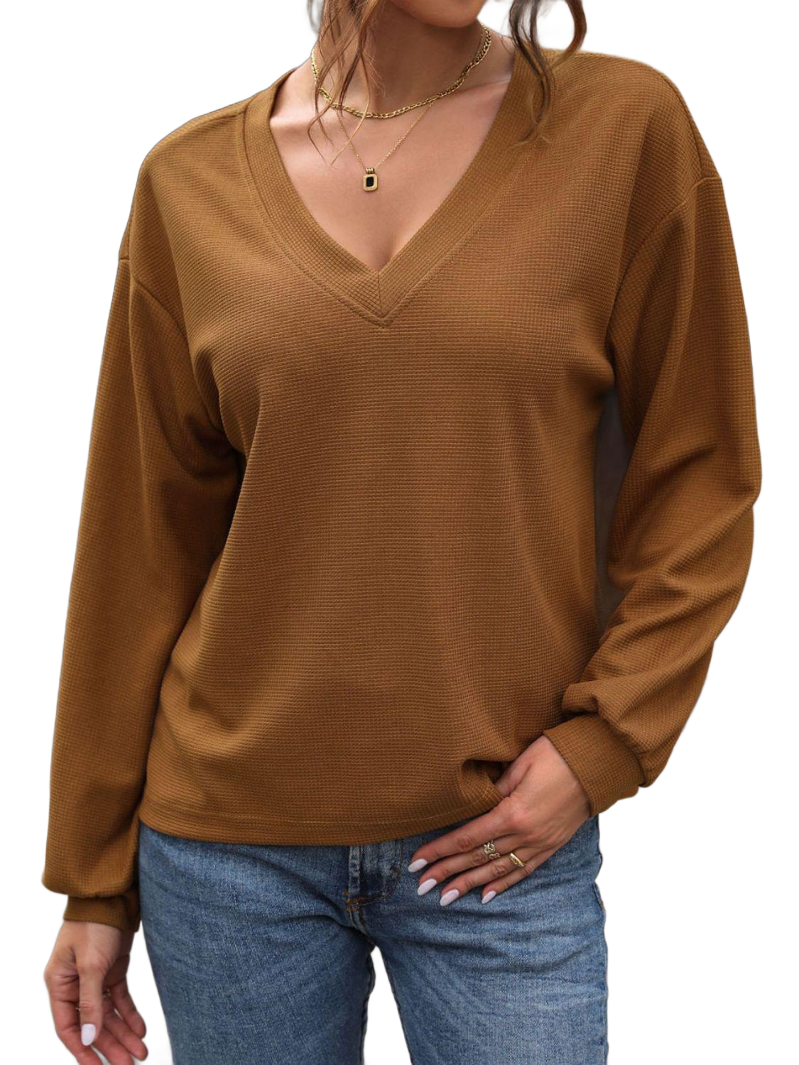 V-Neck Long Sleeve Top