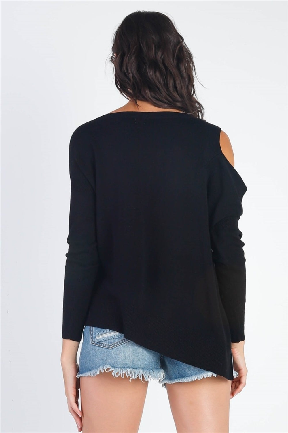 Cold Shoulder Long Sleeve Knit Top