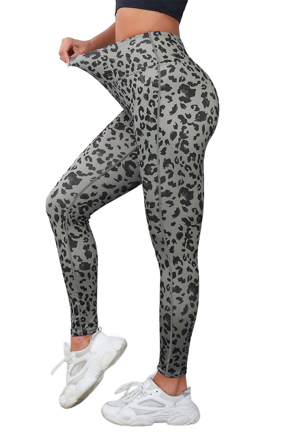 Leopard Print Wide Waistband Leggings