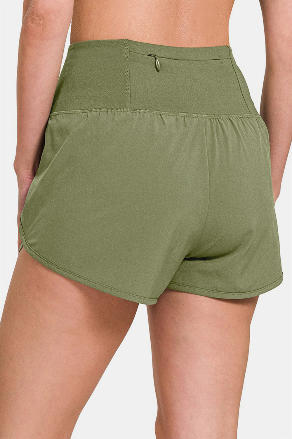 High-Waisted Zippered Back Pocket Active Shorts