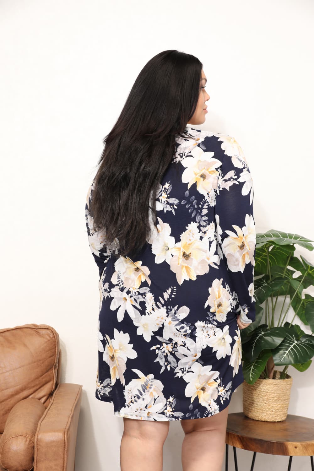 Full Size Flower Print Shirt Dress