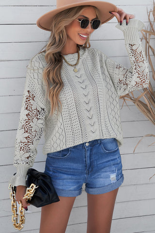 Lantern Sleeve Dropped Shoulder Sweater