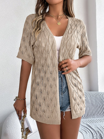 Open Front Short Sleeve Cardigan