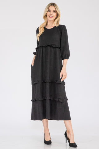 Full Size Tiered-Ruffle Midi Dress