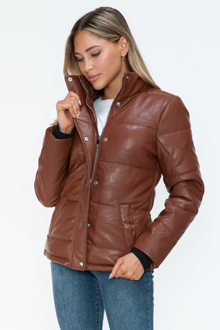 PMI Pocketed Zip Up Turtleneck Puffer Jacket