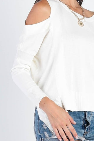 Cold Shoulder Long Sleeve Knit Top