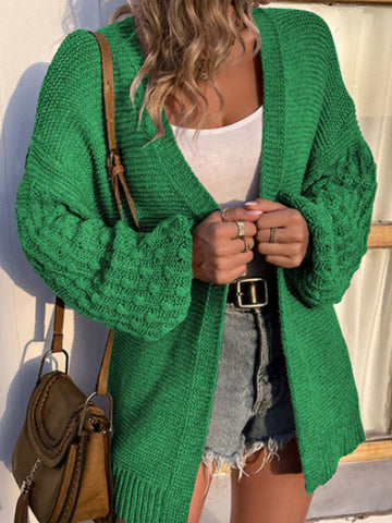 Open Front Cable-Knit Cardigan