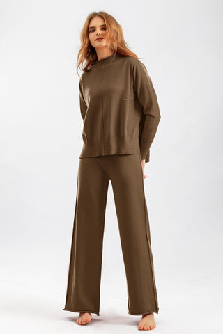 Basic Bea Mock Neck Long Sleeve Top and Pants Sweater Set