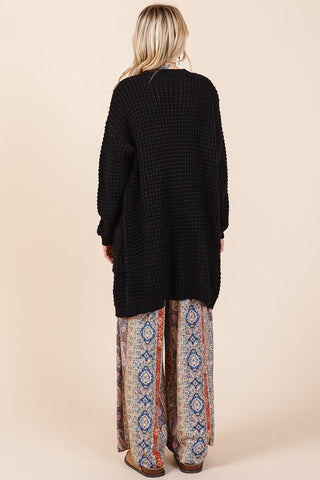 Mittoshop Open Front Long Sleeve Long line Cardigan