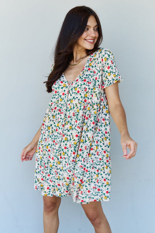 Full Size V-Neck Ruffle Sleeve Floral Dress