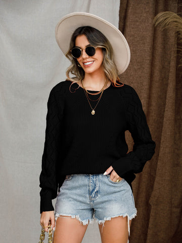 Round Neck Raglan Sleeve Sweater