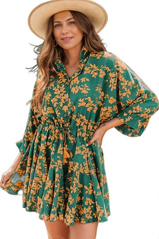 Printed Three-Quarter Sleeve Mini Dress