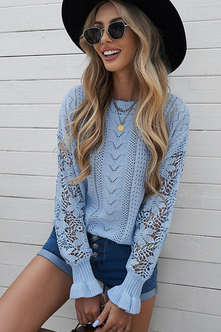 Lantern Sleeve Dropped Shoulder Sweater