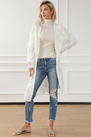 Open Front Dropped Shoulder Cardigan