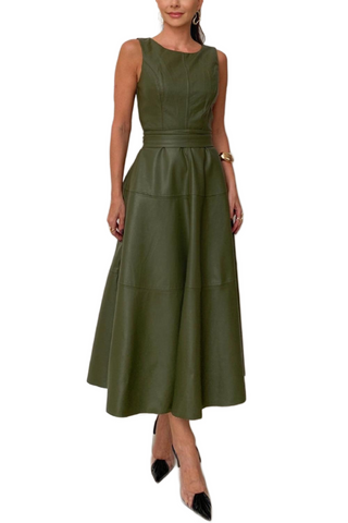 Round Neck Sleeveless Midi Dress