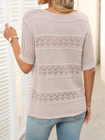 Round Neck Half Sleeve Knit Top