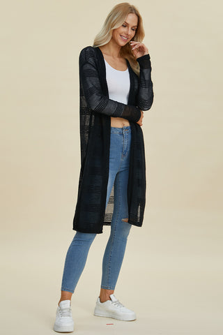 Full Size Open Front Longline Cardigan