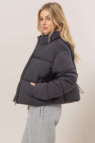 HAVE Quilted Back Drawstring Puffer Jacket