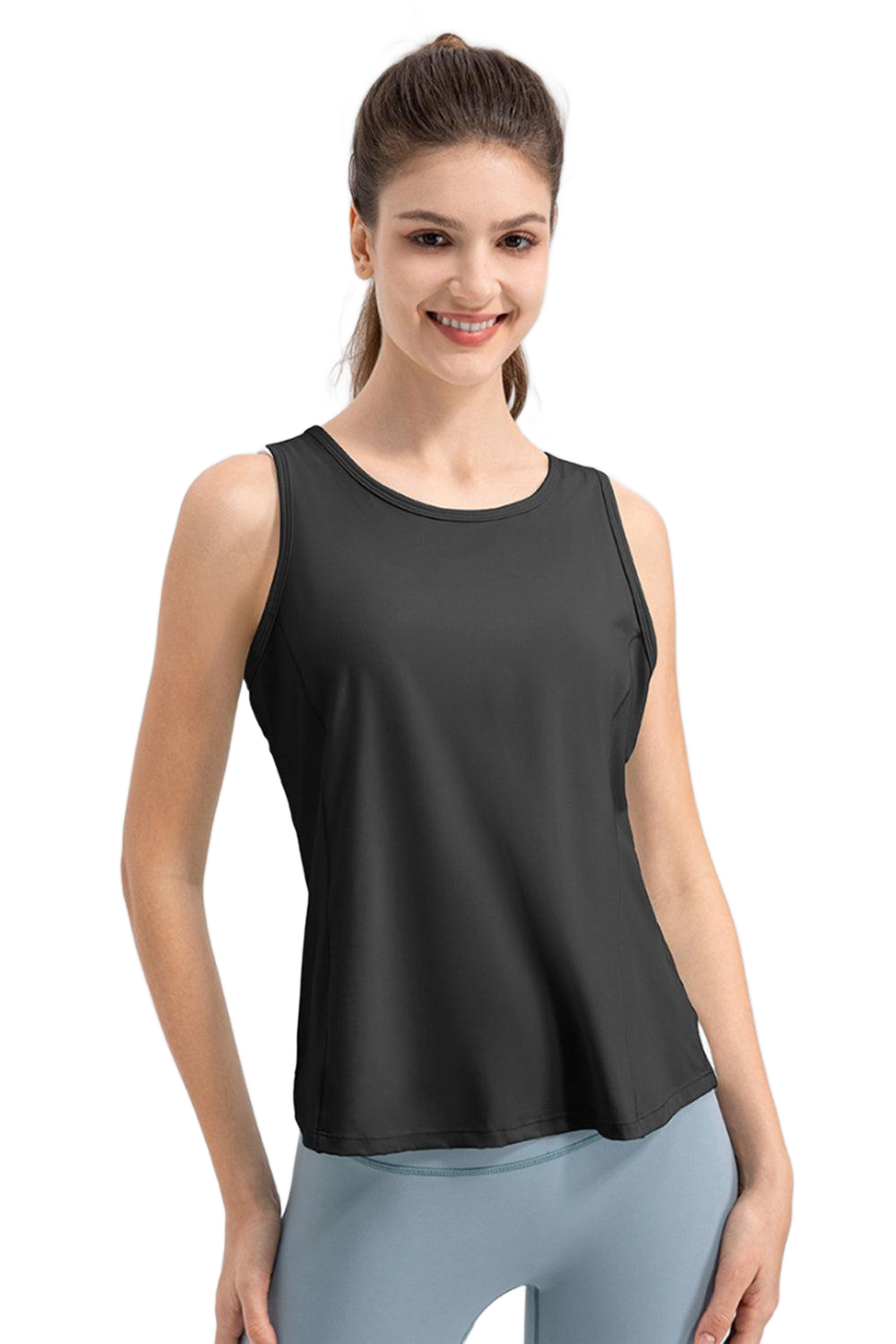 Wide Strap Round Neck Active Tank