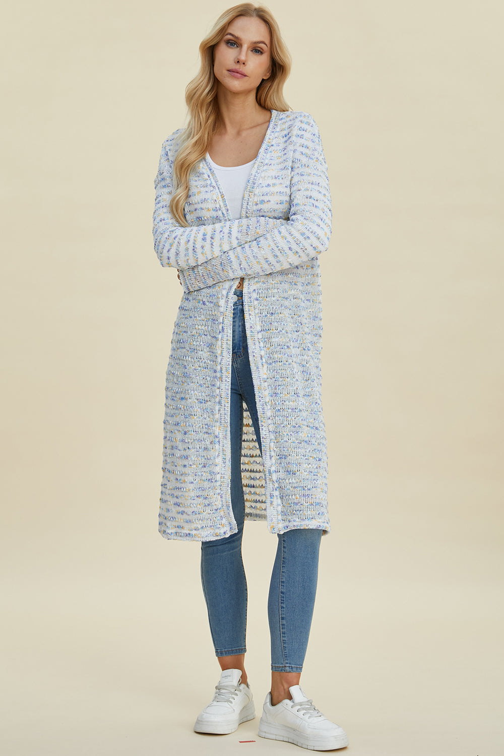 Full Size Open Front Longline Cardigan